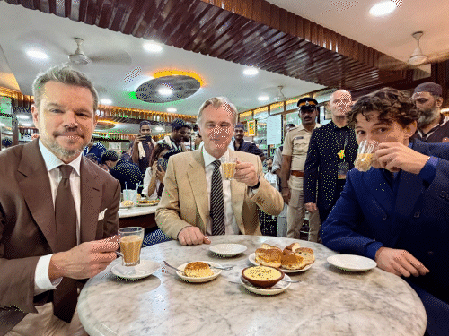 ‘Spiderman’ fame Tom Holland drinks Cutting Tea: Visits café with Christopher Nolan ahead of ‘The Odyssey’ India premiere